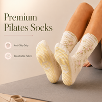 Chaussettes de yoga en coton antidérapantes mi-mollet personnalisées pour femmes avec design respirant à séchage rapide - Chaussettes de danse Pilates et ballet