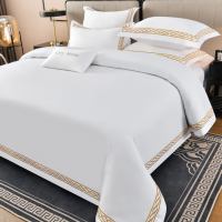 Ensemble de draps en coton brodés personnalisés, ensembles de literie populaires, vente chaude, ensembles de literie pour hôtels 5 étoiles