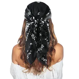 90*90cm Stylish Scarf For Women Print Silk Satin Hair Scarfs Kerchief Square Head Scarf For Women