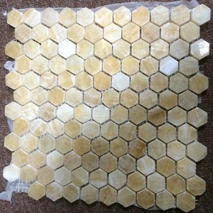 Hiện đại Vàng Vàng <span class=keywords><strong>onyx</strong></span> đá hình lục giác Gạch Mosaic 10 mét Độ dày sàn gỗ thiết kế cho Nội Thất Tường backsplash bao gồm đồ họa - Product Image 4