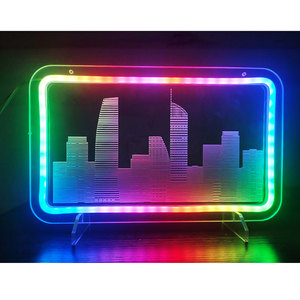 Custom Acrylic <strong>LED</strong> Light RGB Neon Frame Stand Glow <strong>Table</strong> <strong>Led</strong> Acrylic Sign Display Stand - Product Image 2