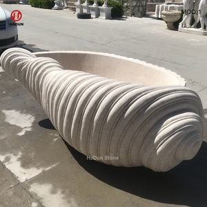 <span class=keywords><strong>Conch</strong></span> şekilli bej mermer küvet HaDun el oyma bağlantısız Seashell küvet özel tasarım doğrudan abd üretici - Product Image 2