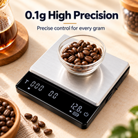 Balance à café rechargeable Type-C avec minuteur, précision 0,1g, en acier inoxydable, double écran, fonction d'arrêt automatique
