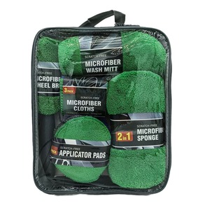 Car Wash Kit 9 Piece Microfiber Detailing Set With Mitt Sponge Cloths <b>Wheel</b> <b>Brush</b> For Car <b>Cleaning</b> - Product Image 4