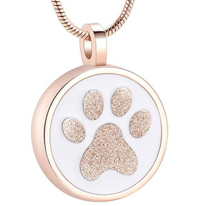Collar de Acero Inoxidable con Forma de Hueso Abierto, Colgante Redondo Liso de Alta Calidad, Colgante de Oro de Urna para Mascotas - Product Image 2