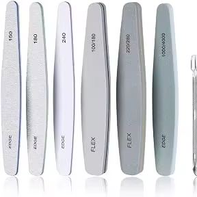 Lot de 6 limes à ongles réutilisables personnalisées en éponge double face à motif droit, grain 100/180, forme demi-lune, pour usage domestique et professionnel en salon - Product Image 2