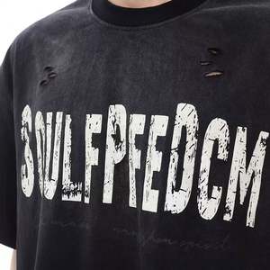 T-shirts surdimensionnés en coton 100% vintage imprimés sur mesure, effet usé, pour hommes, coupe ample et style streetwear - Product Image 2