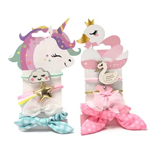 4 unids/set dulce lazo rosa cisne blanco princesa vestido accesorios para el cabello para niños scrunchies