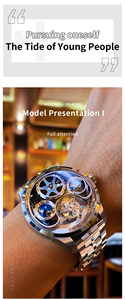 Ideal Knight 6808 High Quality Stainless Steel Hollow Men's Watch Custom Logo Waterproof Automatic Tourbillon Wristwatch for Man - Product Image 5