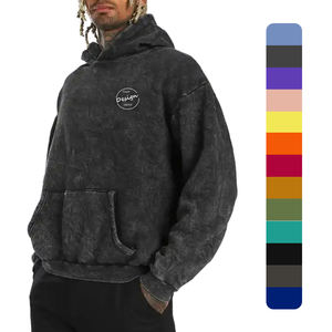 Nouveauté, étiquette de cou personnalisée design 100 coton, éponge française, pull à épaules tombantes, sweats à capuche délavés à l'acide vintage pour hommes - Product Image 1