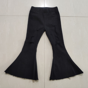 RTS Toddler Bell-Bottom Trousers Wide Leg Icing Color Elastic <strong>Denim</strong> Jeans Baby Girl Flare <strong>Pants</strong> Girls <strong>Ruffles</strong> <strong>Pants</strong> for Kids - Product Image 3