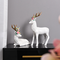Artisanat Décoration de style nordique Sculpture d'élis Figurine Décoration de salon Décoration de maison Statue de cerf blanc Famille de cerfs Ornement artisanal