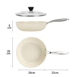 <span class=keywords><strong>Wok</strong></span> Antiaderente de Alumínio com Revestimento Cerâmico Branco para Indução com Tampa de Vidro Panela <span class=keywords><strong>Wok</strong></span> de Alumínio para Cozinha a Gás - Product Image 6