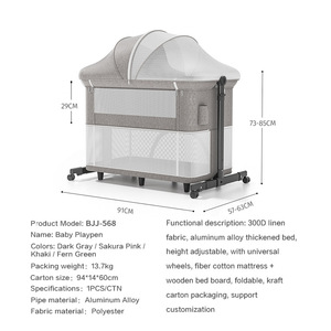 Cuna Portátil Plegable 3 en 1 con Juguetes, Cuna Colecho para Recién Nacidos de 0 a 36 Meses, Corralito y Cama Grande Adaptable - Product Image 4