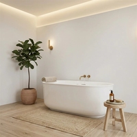 Baignoire autoportante CEMSINK FW-3303 – Design contemporain durable, écologique, en acrylique et fibre de verre, forme ovale, pour une immersion relaxante