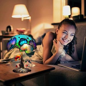 Tsinye Beautiful Painting Mushroom Lamp, Bohemian Resin Mushroom Decorative Bedside Lamp,Stained Glass Plant Series Night Light - Product Image 6