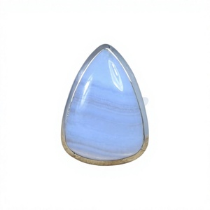 Anillo de Plata de Ley 925 con Ágata Azul, Joyería Fina Artesanal Cristiana, Estilo Antiguo, Certificado - Product Image 1
