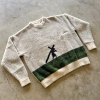 Pull en mohair pour homme, mélange de fourrure polaire, coupe oversize, manches longues, imprimé numérique, col rond, fabrication sur mesure OEM