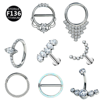Toposh G23 Clear Rock f136 Titan Bauchnabel Bauchmuskel Knorpel Tragus Daith Ohrstecker Nase-Ring Piercing