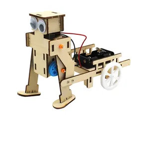Özel elektrikli Robot çekme sepeti çocuk Diy bilim deneyleri kiti yaratıcı hediye ahşap eğitim bulmaca oyuncak