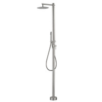 Colonne de douche moderne Weihao en nickel brossé, système de douche extérieur à eau froide, ensemble de douche en acier inoxydable à fixation au sol