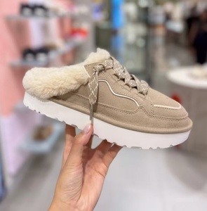 Mules d'hiver personnalisables pour femmes, en daim, doublure en fourrure moelleuse, à enfiler, à lacets, semelle épaisse, chaudes, décontractées, pour l'extérieur - Product Image 6