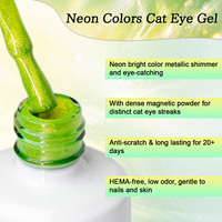 Kit de Gels Ongles Effet Œil de Chat Néon 2026 Sans HEMA, Gel Magnétique Fluorescent Pailleté 15ml, Vernis à Ongles UV LED Soak Off Marque Privée pour Salon