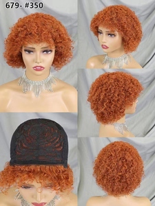 Letsfly 17$ Cheap Fringe <b>Pixie</b> Curly Bangs <b>Wig</b> Machined Made 100% Human Hair <b>Wigs</b> Brazilian Hair Wholesale for Black Woman - Product Image 6