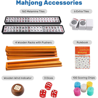 Set Mahjong Amerika Harga Terbaik 166 Kartu Melamin Rak/Pendorong Kayu dan Indikator Angin 100 Chip 3 Dadu dengan Tas