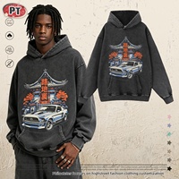 QIANXI Pull à capuche en coton lavé style streetwear hiver Europe États-Unis, 400g+, coupe ample, sans doublure, pour homme