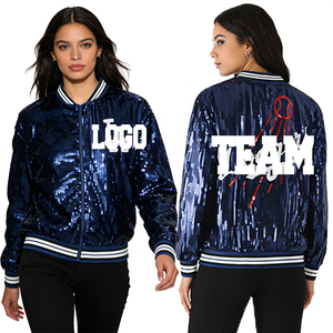 2026 Wholesale Finished Autumn Winter Custom <strong>Sequin</strong> Anti-Wrinkle 100% Polyester Bomber Women <strong>Jackets</strong> - Product Image 2