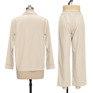 <span class=keywords><strong>Pigiama</strong></span> Classico a Righe da Donna, Morbido 100% Cotone, Set da Notte in Due Pezzi, Abbigliamento da Casa - Product Image 3