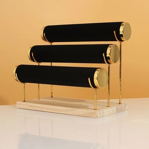 High Quality Wrist Watch Bracelet <strong>Bangle</strong> Organizer Detachable <strong>Holder</strong> Three Tier Metal Wood Velvet Jewelry Display Stands - Product Image 3