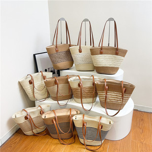 Bolso Tote de Diseño Texturizado Minimalista Casual para Mujer, Bolso de Hombro de Gran Capacidad, Estilo Veraniego, Bolso de <span class=keywords><strong>Playa</strong></span> de Paja - Product Image 1