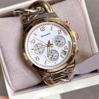 Montre à quartz pour femme en acier inoxydable, cadran de 37 mm, chronographe de luxe étanche, bracelet à fermoir, montre MKOriginals, Relojes