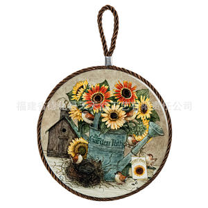 Manteles individuales de cerámica de estilo nórdico con diseño de flores redondas, aislantes del calor, para protección de la vajilla. - Product Image 5