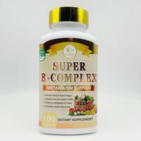 Comprimés de Vitamines Super B Complex OEM pour l'Énergie et le Métabolisme, Soutien du Système Nerveux, de la Peau et des Cheveux, 100 Comprimés