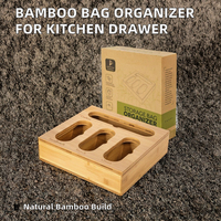 Organisateur de sacs Ziplock en bambou de qualité supérieure pour tiroir de cuisine, compatible avec les sacs de format gallon et quart, pliable multifonction pour sandwichs et collations