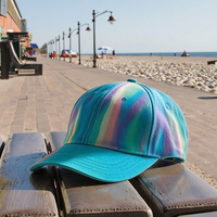 Gorra Deportiva de Béisbol Ajustable Unisex con Bordado Personalizado y Logotipo de Diamantes de Imitación Patrón de Hoja de Arcoíris Gorra de Béisbol en Blanco