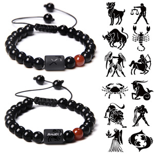 Braccialetto con 12 Segni Zodiacali in Pietre Preziose Naturali, Bracciale Curativo Regolabile per <span class=keywords><strong>Uomo</strong></span> - Product Image 2