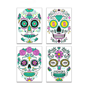Tatouages d'Halloween, tatouages lumineux pour le visage, tatouages de <span class=keywords><strong>squelette</strong></span>, autocollants temporaires, maquillage de fête, carnaval, mascarade, autocollants lumineux amusants - Product Image 6