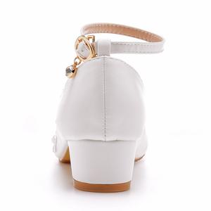 <span class=keywords><strong>3</strong></span> <span class=keywords><strong>cm</strong></span> Low Block Femmes Chaussures à talons Party Pumps Office Casual Shoes Lace White Wedding Sandals for Bride - Product Image 3