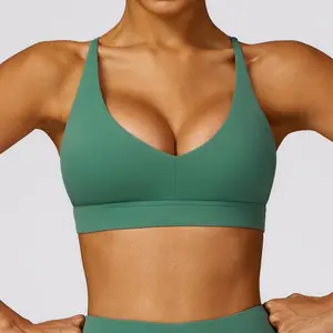 Dames Effen Kleuren Snelle Droge Push-Up Gewatteerde Sportbeha 'S 2024 Ademende S-XL Schokbestendige Hardloopbeha Met Hoge Impact