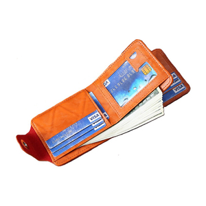 Men's Luxury Brown PU Leather <strong>Trifold</strong> <strong>Wallet</strong> Short Synthetic Leather Money Purses for One Hundred Dollar US100 Tri-fold <strong>Wallets</strong> - Product Image 5