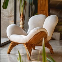 Fauteuil de Salon Italien Luxe Léger, Cadre en Bois Massif, Fauteuil Accoudoir Pieds en Chêne, Canapé Simple en Tissu de Lin