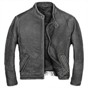 Classic Casual Dyed Stand Collar Autumn Genuine Leather <b>Biker</b> <b>Jacket</b> for <b>Men</b> Eco-Friendly High Quality - Product Image 2