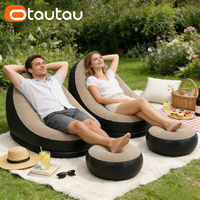 OTAUTAU Chaise Longue Gonflable Extérieure Portable pour Piscine, Jardin, Plage, Camping, Fauteuil de Jardin, Pouf SF029