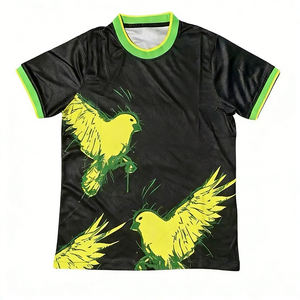 เสื้อฟุตบอลแบบสั่งทำพิเศษสำหรับผู้ชาย เสื้อผ้าสตรีทแวร์ ลายบล็อกสีสันสดใส ตกแต่งด้วยลายพรางต้นไม้สีดำ - Product Image 3