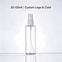 Bouteille PET vide à épaule plate en gros, 20ml, 60ml, 100ml, 120ml, pour lotion de soin, flacon pulvérisateur à fine brume, logo personnalisé, couleur personnalisée
