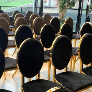 Ghế cưới bằng thép không gỉ mạ vàng cao cấp, lưng tựa bằng da, có thể xếp chồng, dùng cho khách sạn, tiệc ngoài trời, căn hộ, lễ tân - Product Image 6